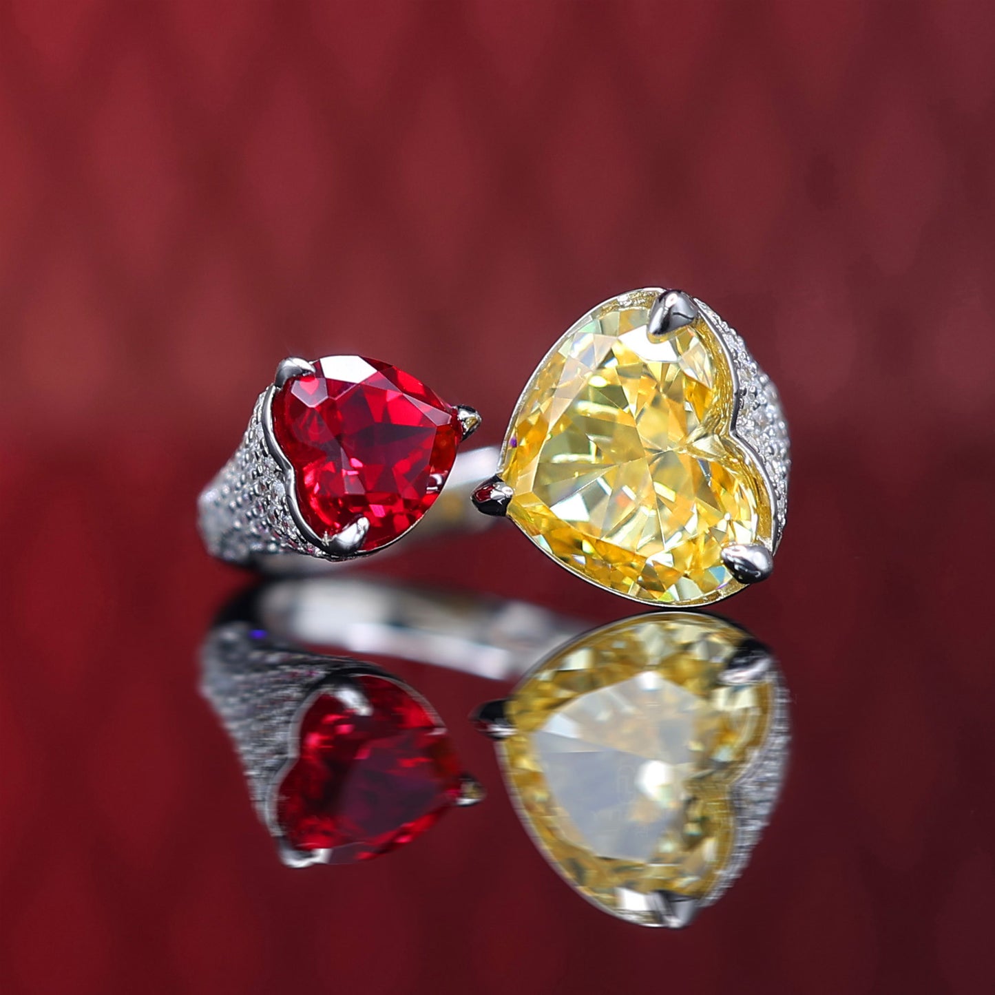 Im Mikrofassungslabor hergestellte Steine ​​Teleästhesiering, Sterlingsilber. US-Größe: 4-5-6-7-8-9-10