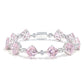 Bracelet entièrement clouté couleur diamant rose clair taille Asscher micro-serti, argent sterling 