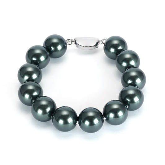 Conception promotionnelle Bracelet en perles de coquillage gris foncé ， argent sterling