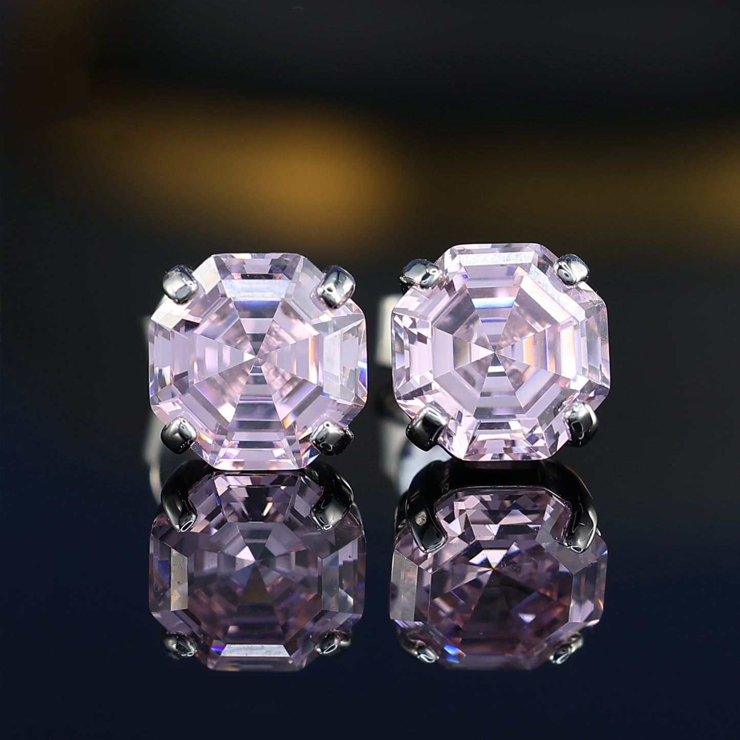 Sonderangebot Pink Diamond Farbe Asscher-Schliff Ohrstecker mit Steinen, Sterlingsilber.