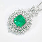 Special offer Micro-setting Emerald color Square Lab created stones detailed pendant, sterling silver