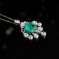 Micro-setting Square teardrop shape emerald color lab created stones Palace style necklace, sterling silver