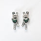 Micro-setting emerald color Lab created stones bowknot earrings, sterling silver