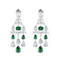 Micro-setting Emerald color Lab created stones teardrop fancy Palace style earrings, sterling silver